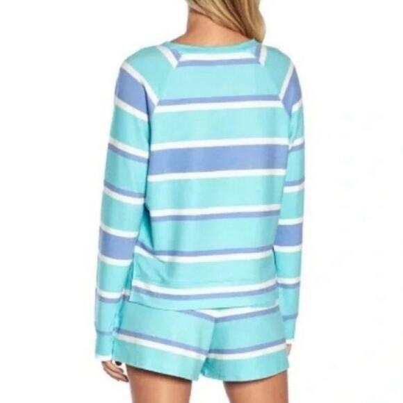 Wildfox Blue Striped Sweatshirt & Short Lounge Set Sz M NWT - Picture 11 of 13